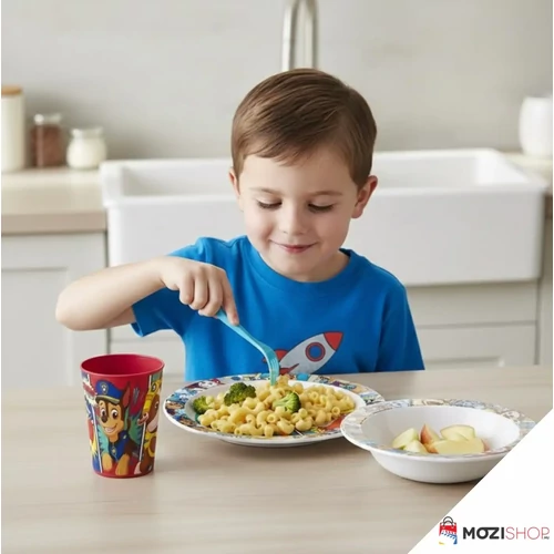 Mancs őrjárat étkészlet, micro műanyag szett, pohárral 260 ml - Comic