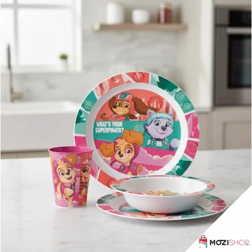 Mancs őrjárat étkészlet, micro műanyag szett, pohárral 260 ml - Superpowers