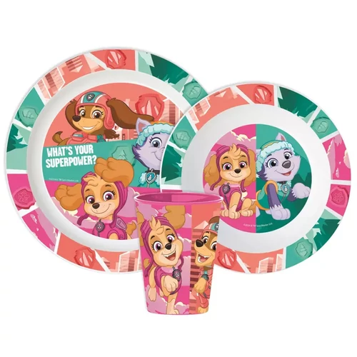 Mancs őrjárat étkészlet, micro műanyag szett, pohárral 260 ml - Superpowers