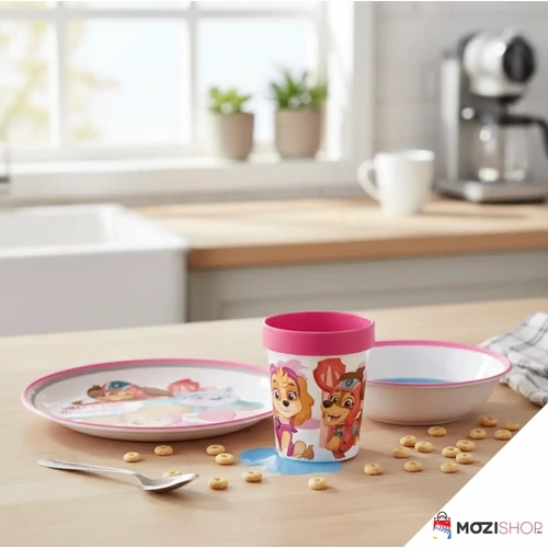 Mancs őrjárat csúszásmentes étkészlet, micro műanyag szett, pohárral 260 ml - Superpowers