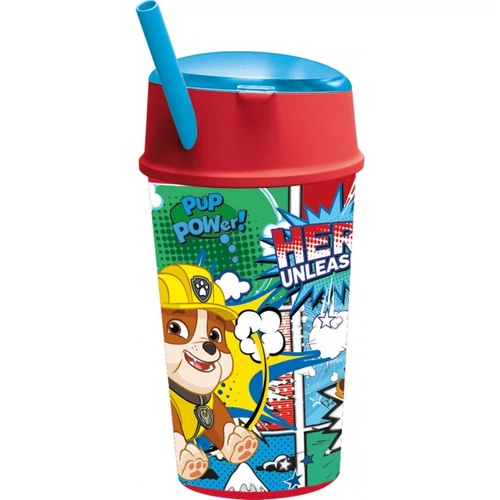 Mancs őrjárat üdítő és snack tartó pohár szívószállal 400 ml-es