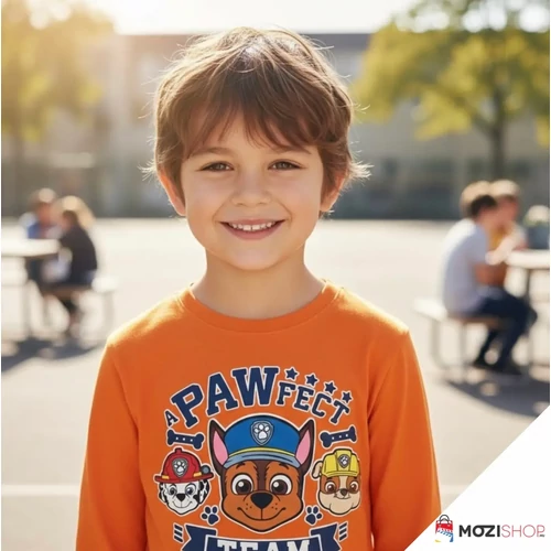 Mancs őrjárat gyerek hosszú ujjú póló 7 év / 122 cm - Pawfect Orange