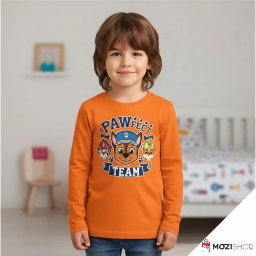 Mancs őrjárat gyerek hosszú ujjú póló 8 év / 128 cm - Pawfect Orange