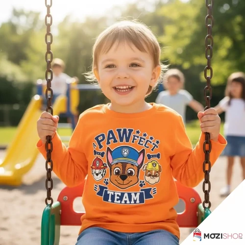Mancs őrjárat gyerek hosszú ujjú póló 3 év / 98 cm - Pawfect Orange