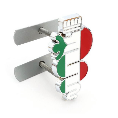 Alfa Romeo zászló 3D ikon hűtőrácsra szerelhető - Ezüst szegély