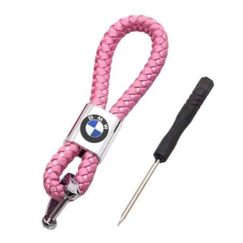 BMW kulcstartó, távirányító tartó fonott műbőr - Pink