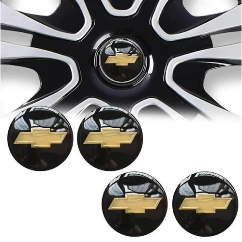 Chevrolet felni matrica szett - fekete 56 mm-es, 3D kivitel