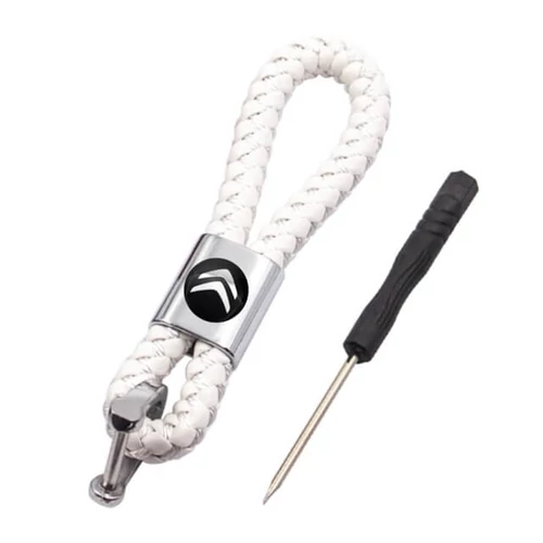 Citroen kulcstartó, távirányító tartó fonott műbőr - Fehér