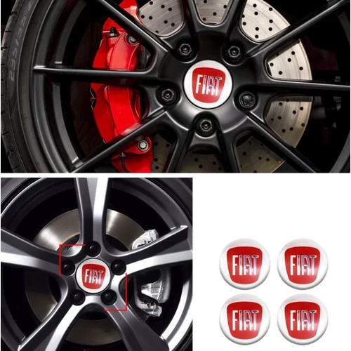 Fiat felni matrica szett - piros 56 mm-es, 3D kivitel