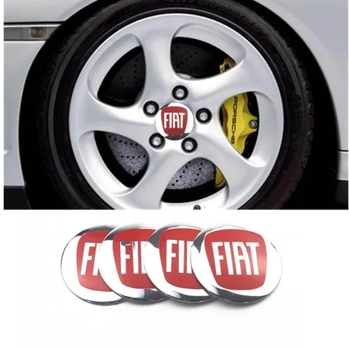 Fiat felni matrica szett - piros 56 mm-es, 3D kivitel