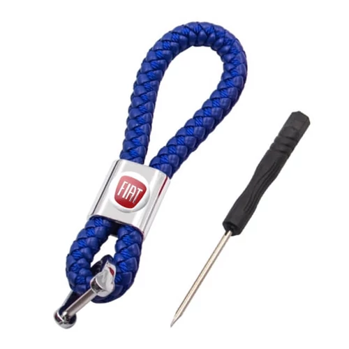 Fiat kulcstartó, távirányító tartó fonott műbőr - Kék