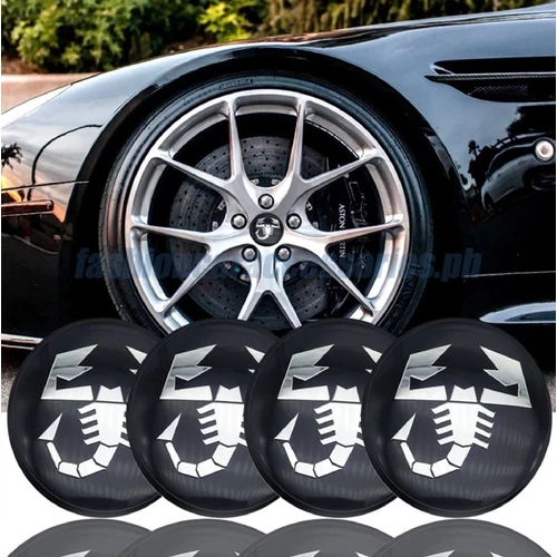 Fiat Abath felni matrica szett - 56 mm-es, 3D kivitel - Ezüst - fekete