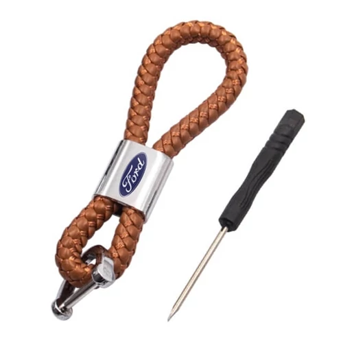 Ford kulcstartó, távirányító tartó fonott műbőr - Barna