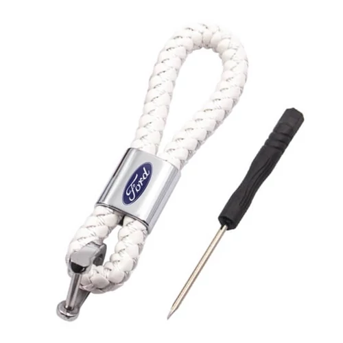 Ford kulcstartó, távirányító tartó fonott műbőr - Fehér