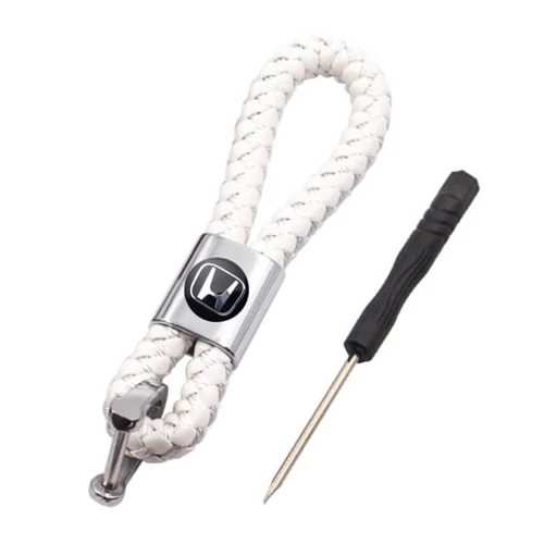 Honda kulcstartó, távirányító tartó fonott műbőr - Fehér