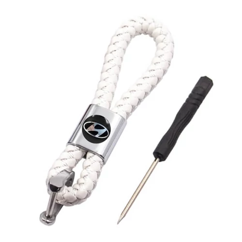 Hyundai kulcstartó, távirányító tartó fonott műbőr - Fehér