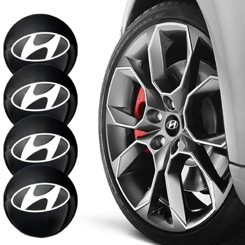 Hyundai felni matrica szett - fekete 56 mm-es, 3D kivitel