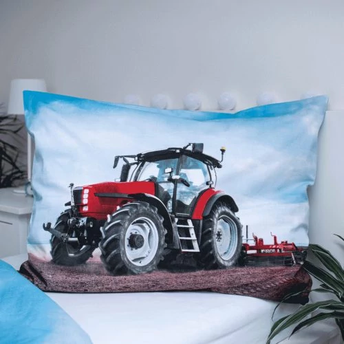 Traktor foszforeszkálós ágyneműhuzat garnitúra - Piros traktor
