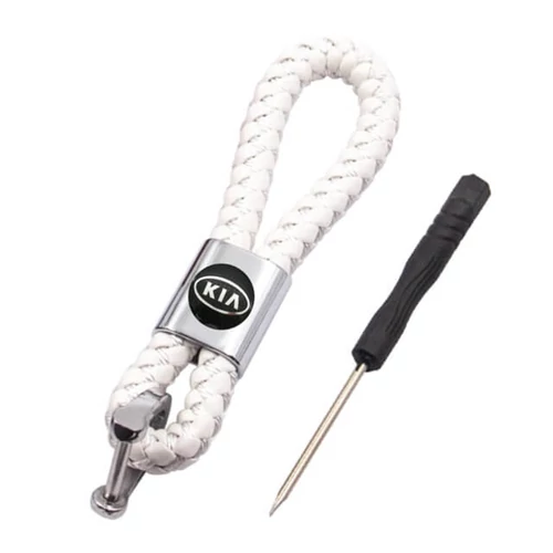 Kia kulcstartó, távirányító tartó fonott műbőr - Fehér