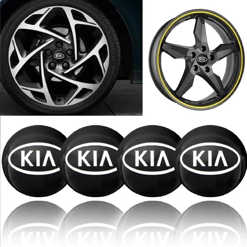 Kia felni matrica szett - fekete 56 mm-es, 3D kivitel
