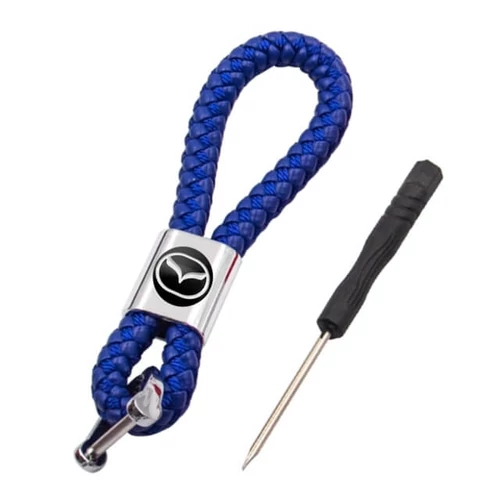 Mazda kulcstartó, távirányító tartó fonott műbőr - Kék