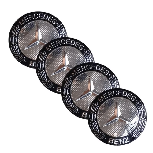 Mercedes felni matrica szett - 65 mm-es, 3D kivitel - fekete-ezüst