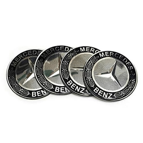 Mercedes felni matrica szett - 65 mm-es, 3D kivitel - fekete-ezüst