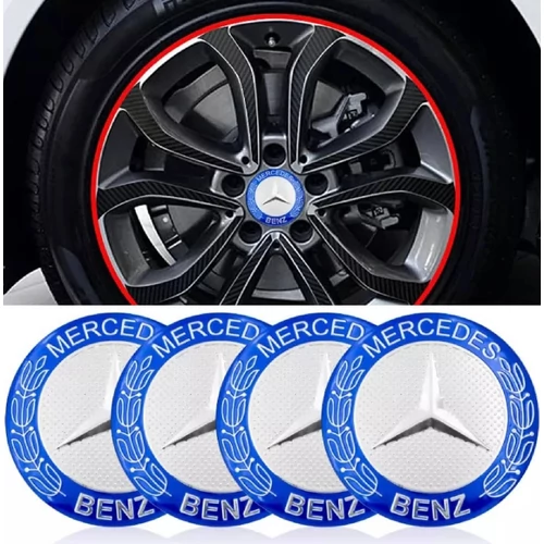 Mercedes felni matrica szett - 56 mm-es, 3D kivitel, ezüst-kék