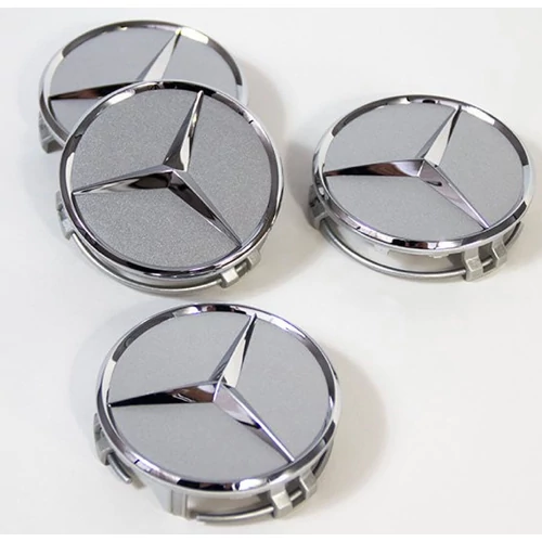 Mercedes felniközép kupak szett - 75 mm-es, 3D kivitel, ezüst 
