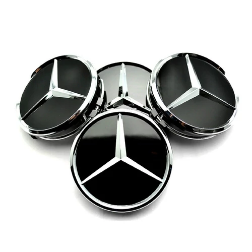Mercedes felniközép kupak szett - 75 mm-es, 3D kivitel, fekete