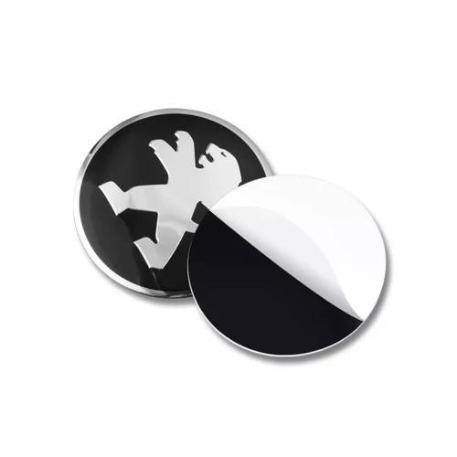 Peugeot felni matrica szett - fekete ezüst szegéllyel 56 mm-es, 3D kivitel