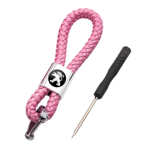 Peugeot kulcstartó, távirányító tartó fonott műbőr - Pink