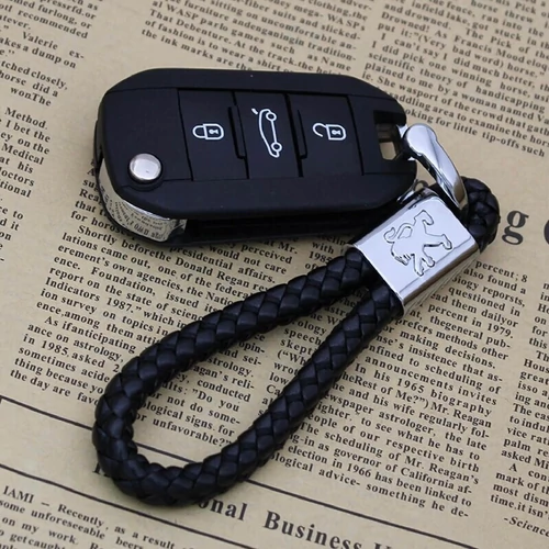 Peugeot kulcstartó, távirányító tartó fonott műbőr