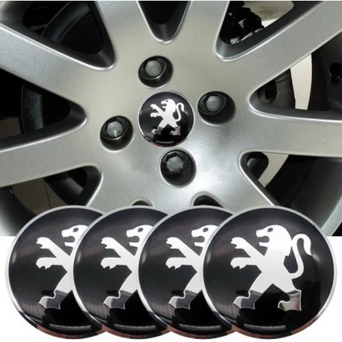 Peugeot felni matrica szett - fekete 65 mm-es, 3D kivitel