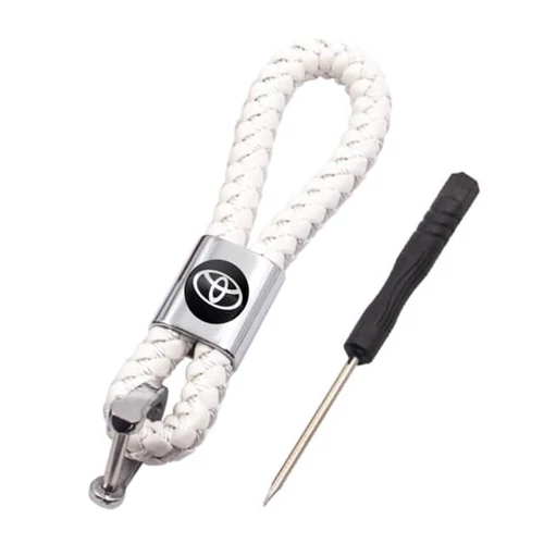 Toyota kulcstartó, távirányító tartó fonott műbőr - Fehér