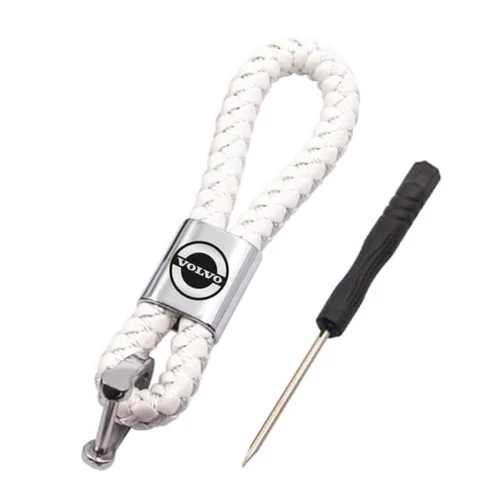 Volvo kulcstartó, távirányító tartó fonott műbőr - Fehér