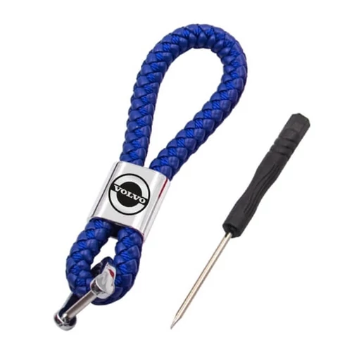 Volvo kulcstartó, távirányító tartó fonott műbőr - Kék