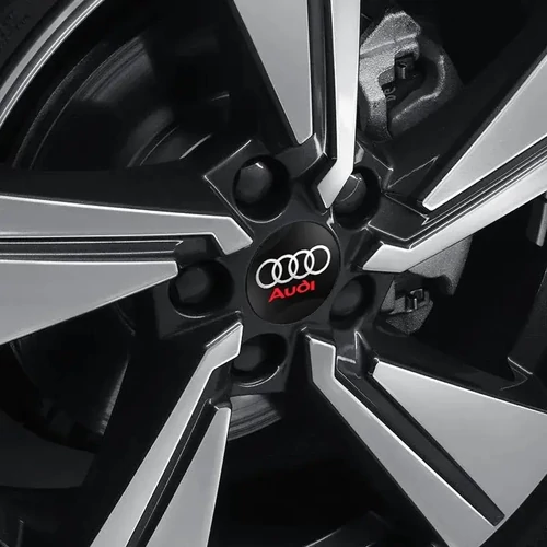 Audi felni matrica szett - fekete-piros 56 mm-es, 3D kivitel