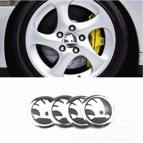 Skoda felni matrica szett - fekete ezüst 56 mm-es, 3D kivitel