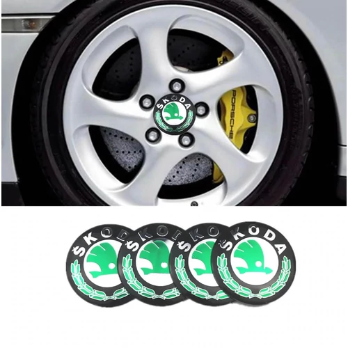 Skoda felni matrica szett - fekete zöld 60 mm-es, 3D kivitel