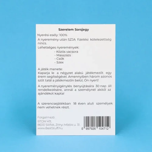 Szerelem kaparós sorsjegy
