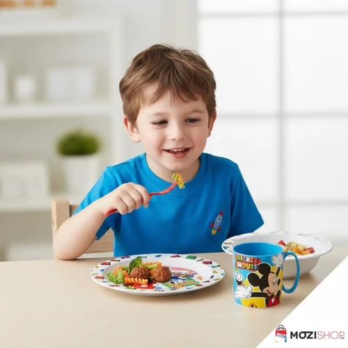 Disney Mickey étkészlet, műanyag micro szett bögrével 350 ml - Cool Summer