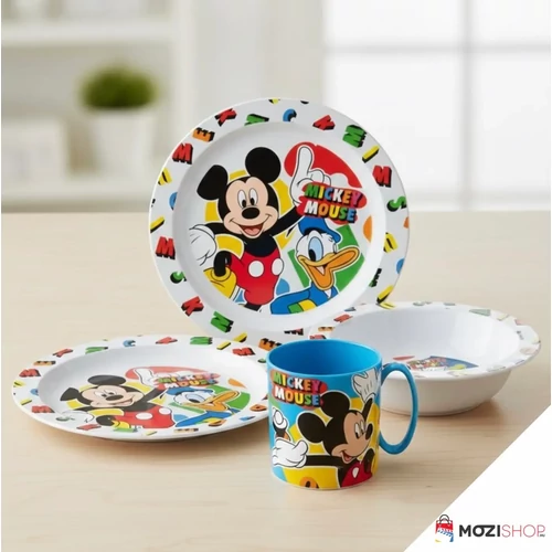 Disney Mickey étkészlet, műanyag micro szett bögrével 350 ml - Cool Summer