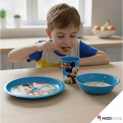 Disney Mickey étkészlet, műanyag szett pohárral 260 ml - Cool Summer