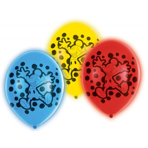 Disney Mickey egér világító LED léggömb, lufi - 5 darabos csomag