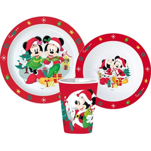 Disney Minnie és Mickey étkészlet, micro műanyag szett pohárral 260 ml - Karácsony