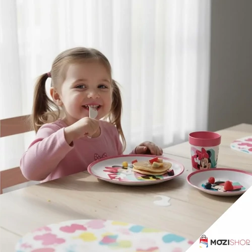 Disney Minnie csúszásmentes étkészlet, micro műanyag szett pohárral 260 ml - Being More