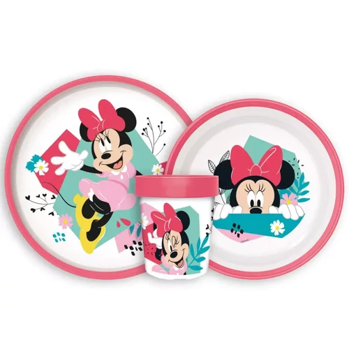 Disney Minnie csúszásmentes étkészlet, micro műanyag szett pohárral 260 ml - Being More