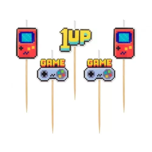Gaming tortagyertya, 5 db-os gyertya szett - Game On