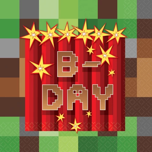 Minecraft B-Day papírszalvéta, party szalvéta - 16 db-os